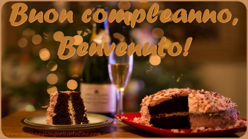 Cartoline di compleanno - Champagne & Torta | Buon compleanno, Benvenuto
