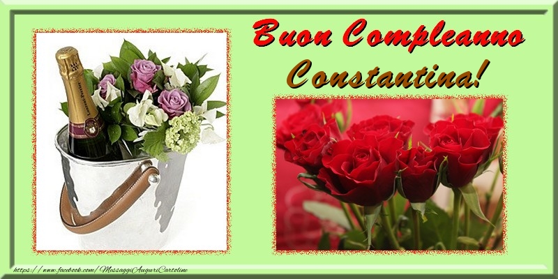 Cartoline di compleanno - Fiori & 1 Foto & Cornice Foto | Buon Compleanno Constantina