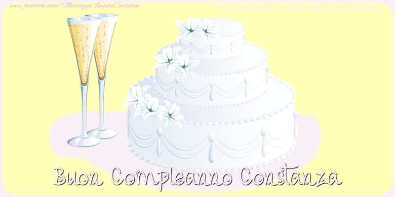Cartoline di compleanno - Champagne & Torta | Buon compleanno Constanza