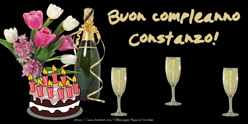 Cartoline di compleanno -  Torta e Fiori: Buon Compleanno Constanzo!
