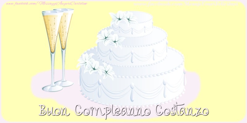Cartoline di compleanno - Champagne & Torta | Buon compleanno Costanzo
