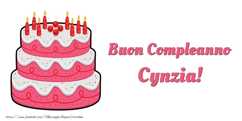 Cartoline di compleanno -  Torta Buon Compleanno Cynzia