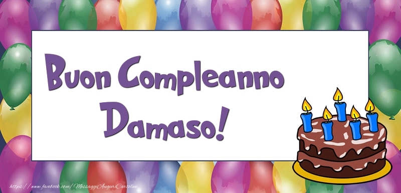 Cartoline di compleanno - Palloncini & Torta | Buon Compleanno Damaso