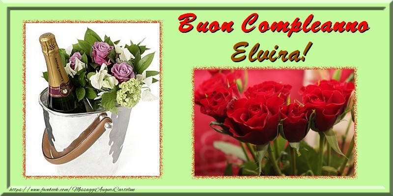 Cartoline di compleanno - Fiori & 1 Foto & Cornice Foto | Buon Compleanno Elvira