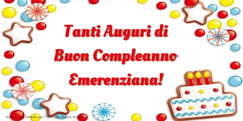 Cartoline di compleanno - Palloncini & Torta | Tanti Auguri di Buon Compleanno Emerenziana!