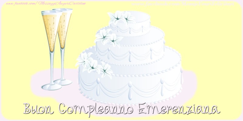 Cartoline di compleanno - Champagne & Torta | Buon compleanno Emerenziana