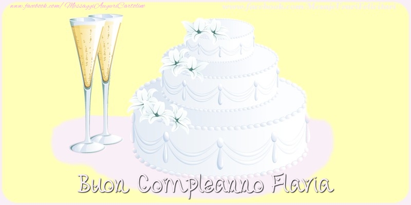 Cartoline di compleanno - Champagne & Torta | Buon compleanno Flavia