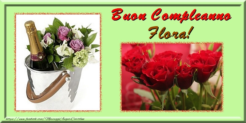 Cartoline di compleanno - Fiori & 1 Foto & Cornice Foto | Buon Compleanno Flora