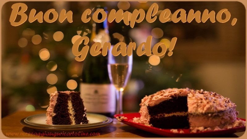 Cartoline di compleanno - Champagne & Torta | Buon compleanno, Gerardo