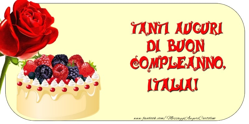 Cartoline di compleanno - Rose & Torta | Tanti Auguri di Buon Compleanno, Italia