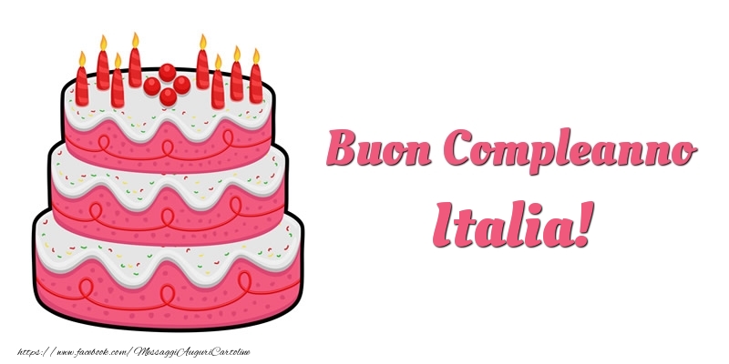 Cartoline di compleanno -  Torta Buon Compleanno Italia