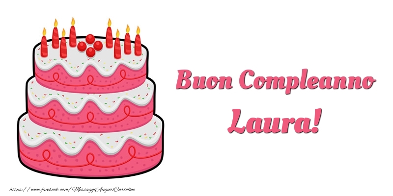 Cartoline di compleanno -  Torta Buon Compleanno Laura