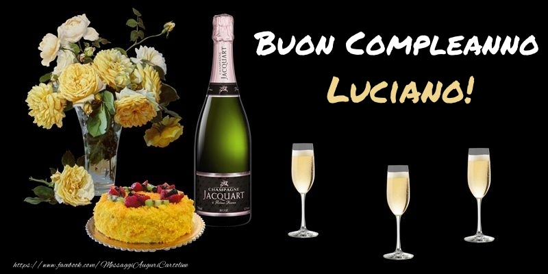 Cartoline di compleanno -  Fiori e torta per te Luciano! Buon Compleanno!