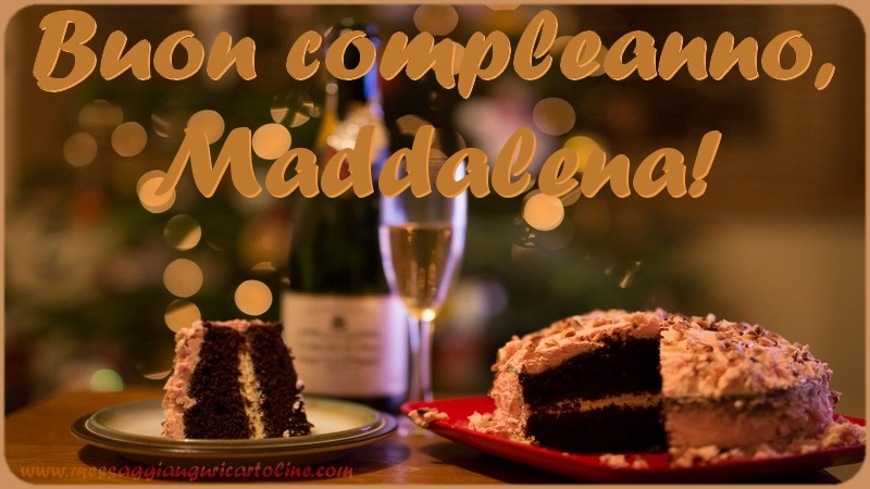 Cartoline di compleanno - Champagne & Torta | Buon compleanno, Maddalena