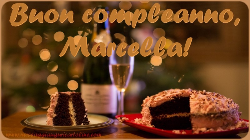 Cartoline di compleanno - Champagne & Torta | Buon compleanno, Marcella