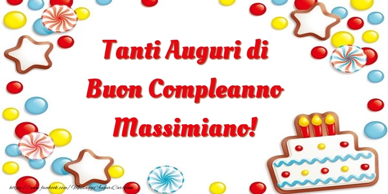 Cartoline di compleanno - Palloncini & Torta | Tanti Auguri di Buon Compleanno Massimiano!