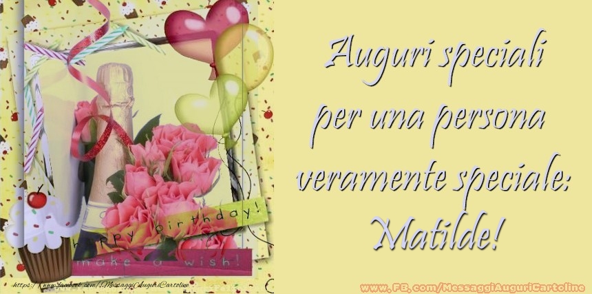 Cartoline di compleanno - Champagne & Cuore & Fiori & Palloncini | Auguri speciali per una persona  veramente speciale: Matilde