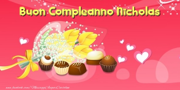 Cartoline di compleanno - Cuore & Fiori & Mazzo Di Fiori | Buon Compleanno Nicholas