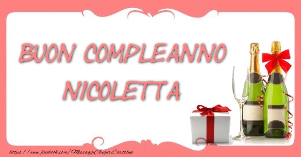 Cartoline di compleanno - Champagne & Regalo | Buon compleanno Nicoletta