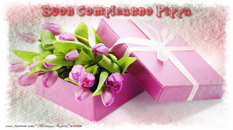 Cartoline di compleanno - Fiori & Mazzo Di Fiori & Regalo | Buon Compleanno Pippa
