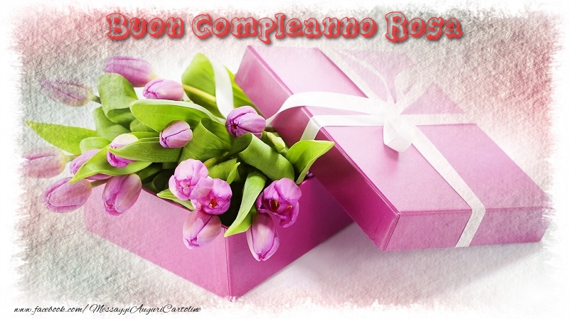 Cartoline di compleanno - Fiori & Mazzo Di Fiori & Regalo | Buon Compleanno Rosa