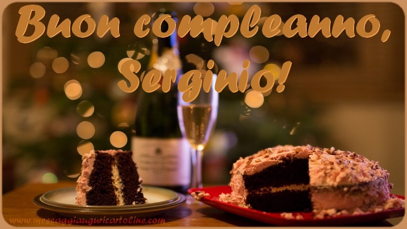 Cartoline di compleanno - Champagne & Torta | Buon compleanno, Serginio
