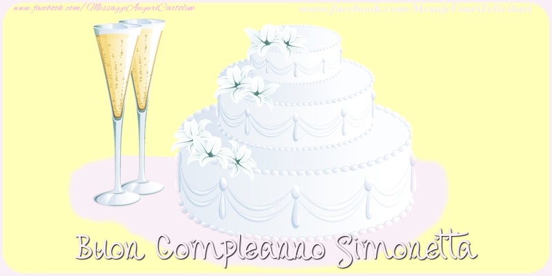 Cartoline di compleanno - Champagne & Torta | Buon compleanno Simonetta
