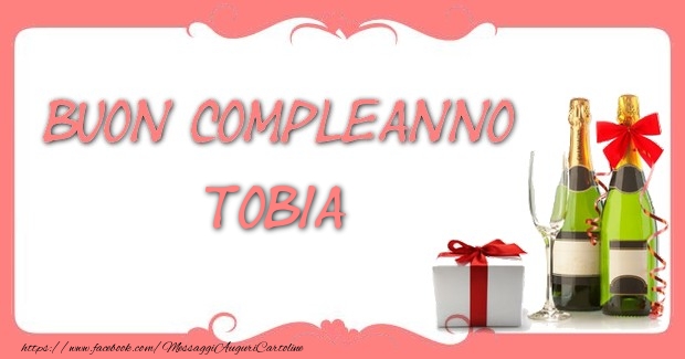 Cartoline di compleanno - Champagne & Regalo | Buon compleanno Tobia