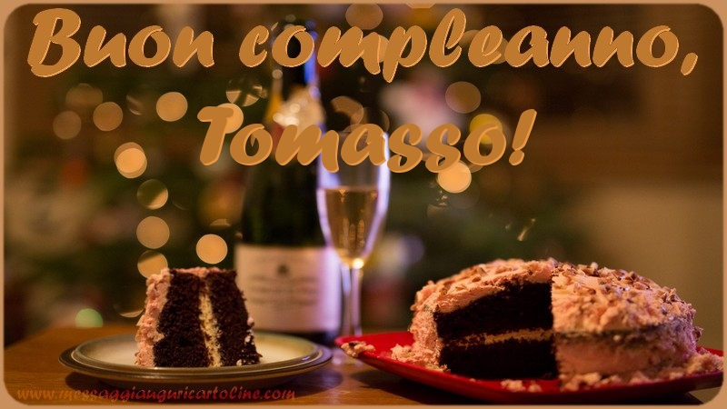 Cartoline di compleanno - Champagne & Torta | Buon compleanno, Tomasso
