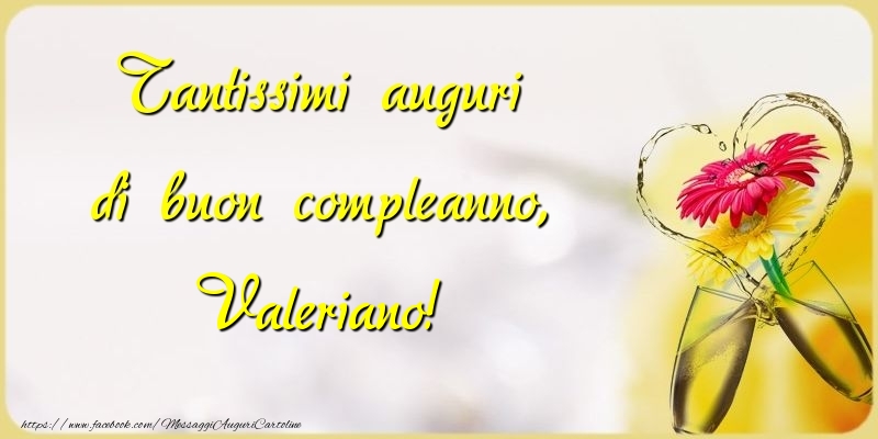 Cartoline di compleanno - Champagne & Fiori | Tantissimi auguri di buon compleanno, Valeriano