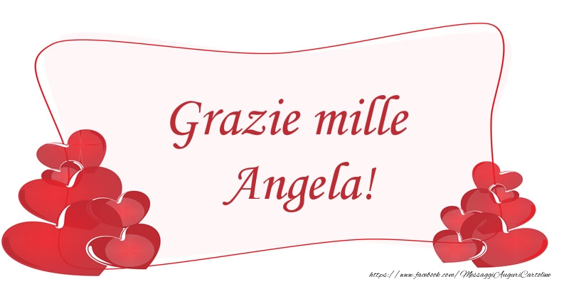 Cartoline di grazie - Cuore | Grazie mille Angela!