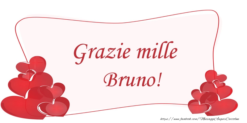Cartoline di grazie - Cuore | Grazie mille Bruno!