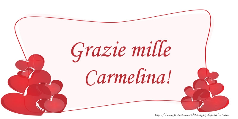 Cartoline di grazie - Cuore | Grazie mille Carmelina!