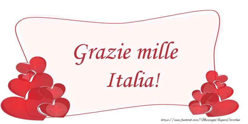 Cartoline di grazie - Cuore | Grazie mille Italia!
