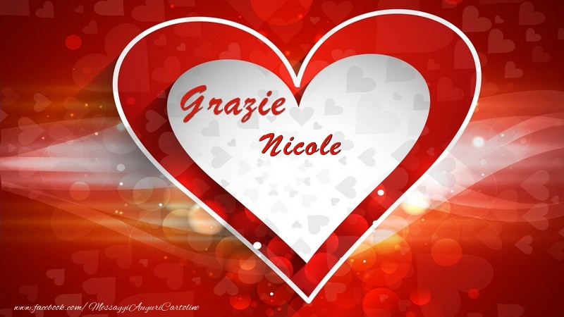 Cartoline di grazie - Cuore | Grazie Nicole