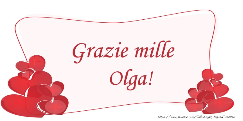 Cartoline di grazie - Cuore | Grazie mille Olga!