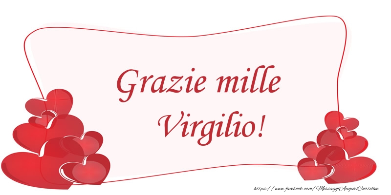 Cartoline di grazie - Cuore | Grazie mille Virgilio!