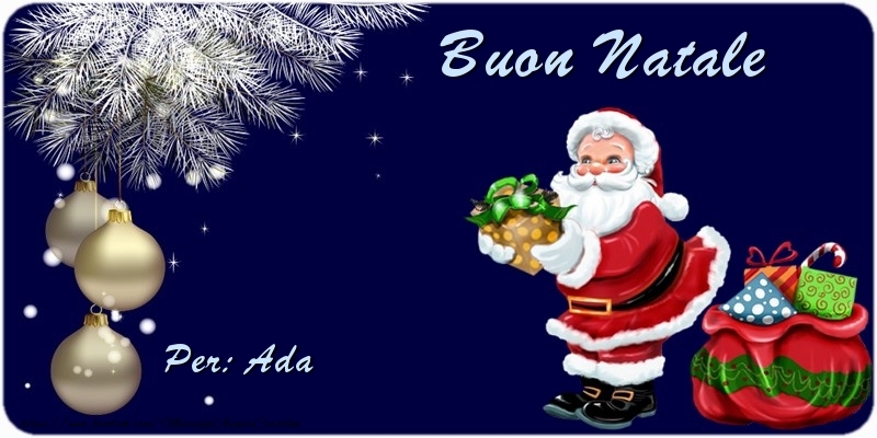 Cartoline di Natale - Albero Di Natale & Babbo Natale & Palle Di Natale & Regalo | Buon Natale Ada