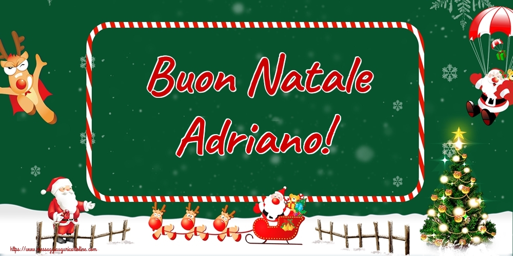 Cartoline di Natale - Albero Di Natale & Babbo Natale & Renna | Buon Natale Adriano!