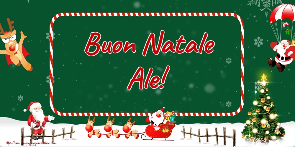 Cartoline di Natale - Albero Di Natale & Babbo Natale & Renna | Buon Natale Ale!
