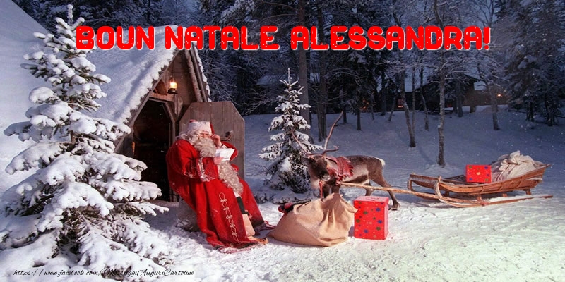 Cartoline di Natale - Albero Di Natale & Babbo Natale & Regalo | Boun Natale Alessandra!