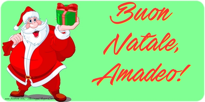 Cartoline di Natale - Babbo Natale & Regalo | Buon Natale, Amadeo