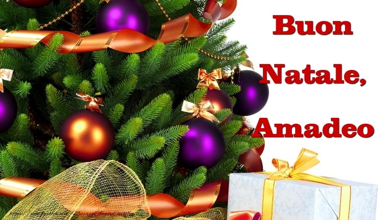 Cartoline di Natale - Albero Di Natale & Palle Di Natale & Regalo | Buon Natale, Amadeo