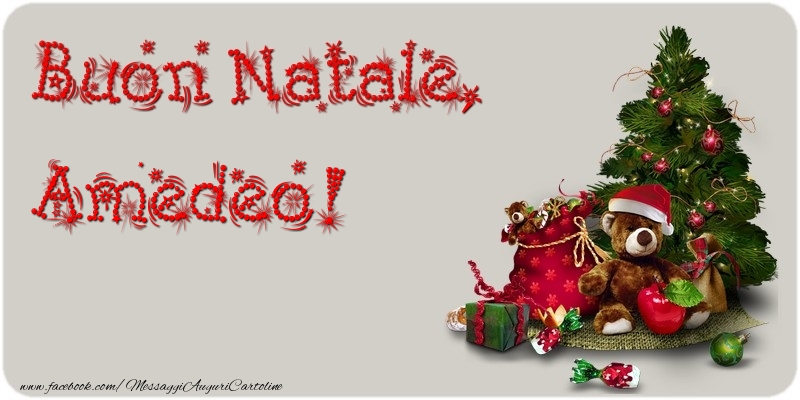 Cartoline di Natale - Albero Di Natale & Animali & Regalo | Buon Natale, Amedeo
