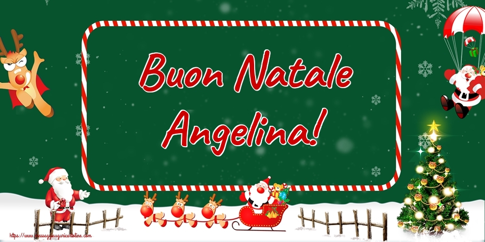 Cartoline di Natale - Albero Di Natale & Babbo Natale & Renna | Buon Natale Angelina!