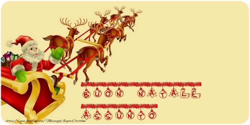 Cartoline di Natale - Babbo Natale & Renna | BUON NATALE Assunto