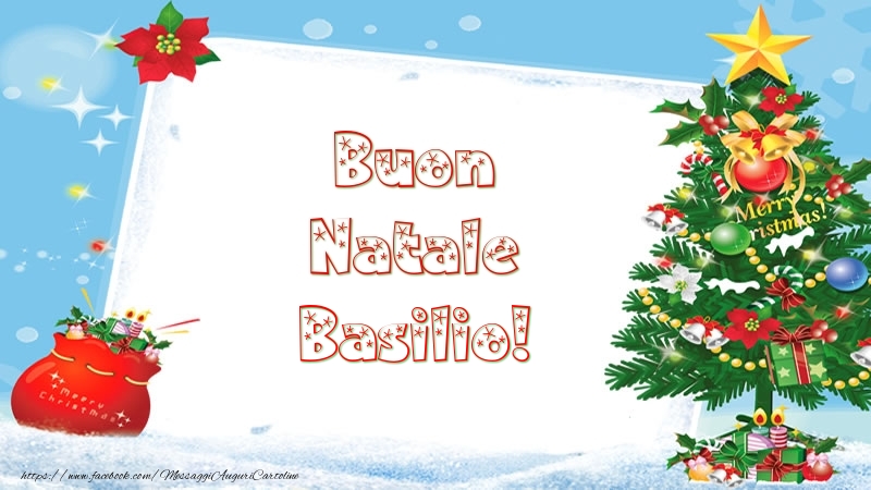 Cartoline di Natale - Albero Di Natale & Regalo | Buon Natale Basilio!