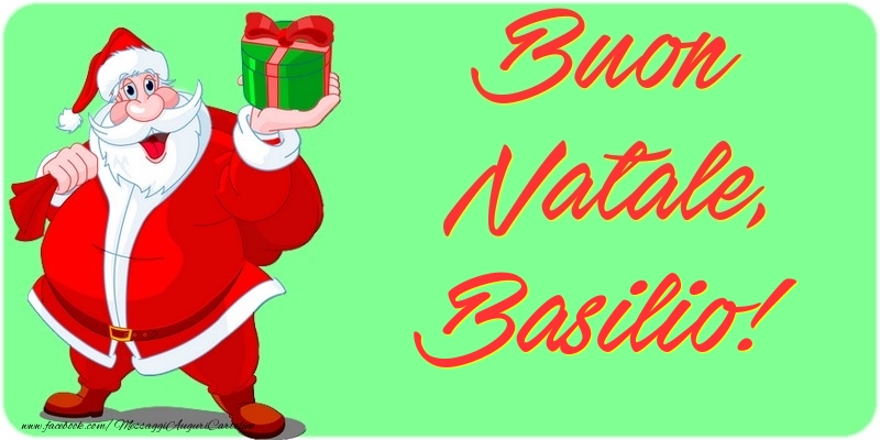 Cartoline di Natale - Babbo Natale & Regalo | Buon Natale, Basilio