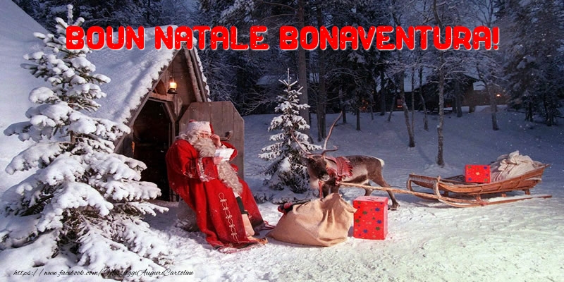 Cartoline di Natale - Albero Di Natale & Babbo Natale & Regalo | Boun Natale Bonaventura!