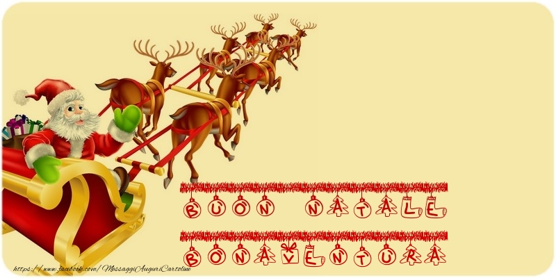 Cartoline di Natale - Babbo Natale & Renna | BUON NATALE Bonaventura